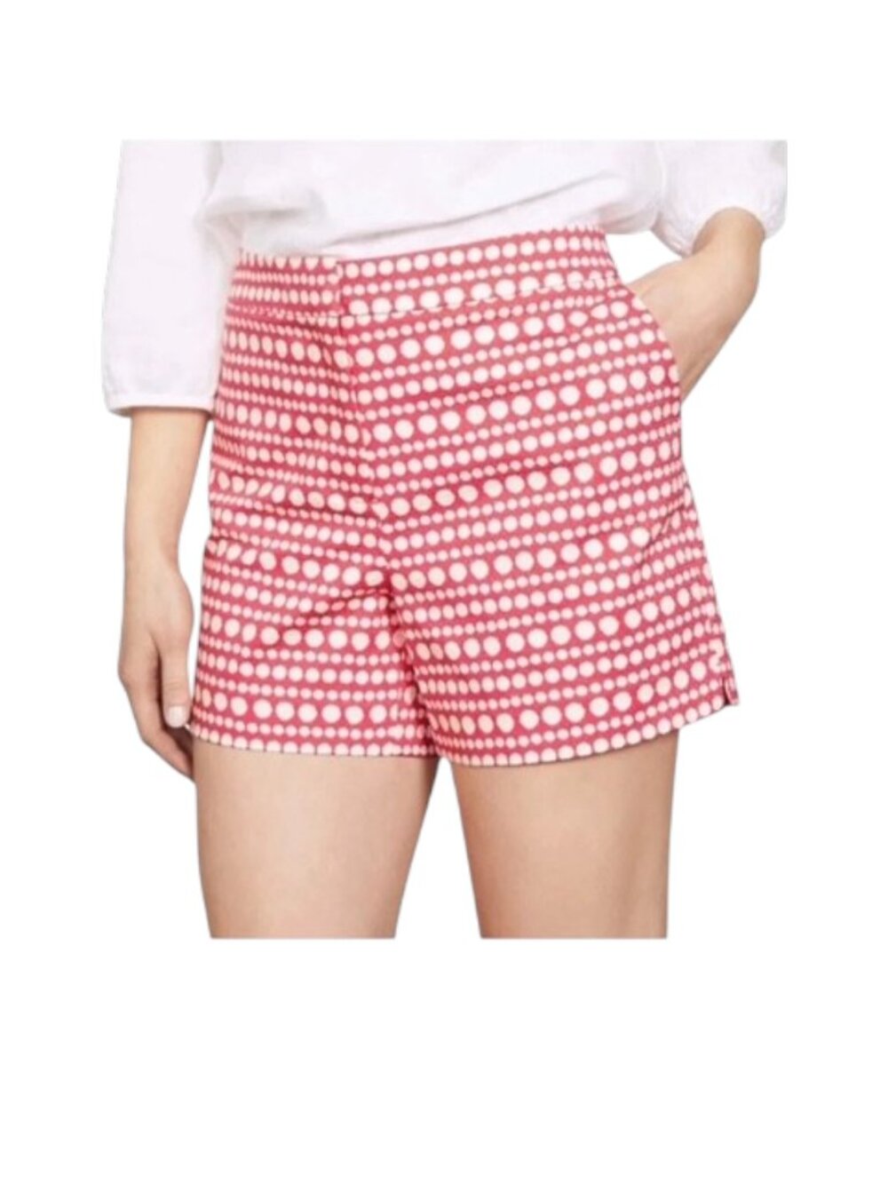 BODEN Textured Red White Polka Dot Richmond Shorts - Size 8